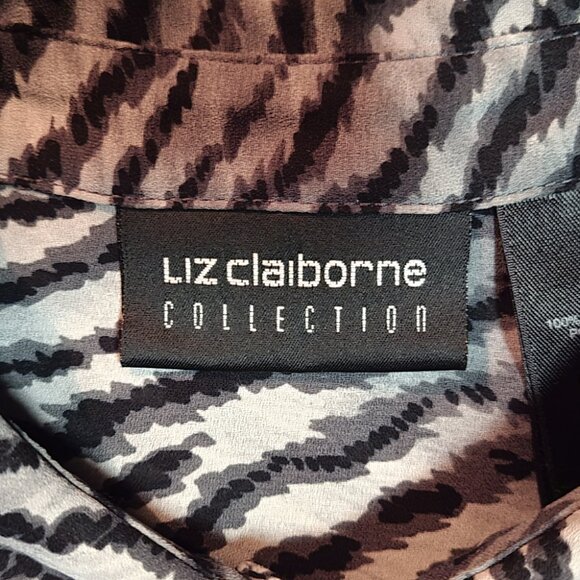 6 | Liz Claiborne | Zebra Print Short Sleeved Button Down Shirt - Picture 4 of 5